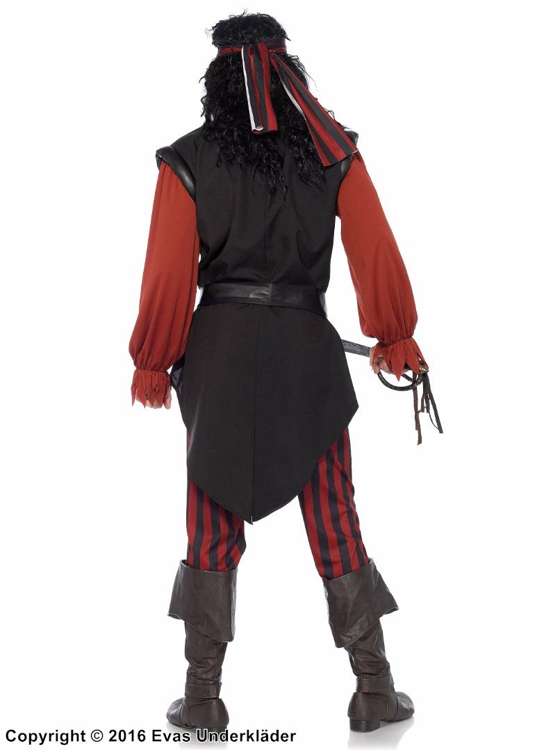 Pirate, costume top and pants, belt, vertical stripes